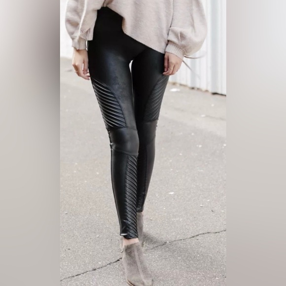 SPANX Faux Leather Moto Leggings - Picture 1 of 13